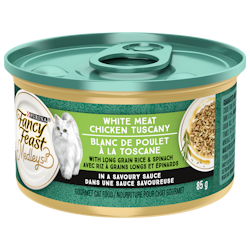 Purina🅫 Fancy Feast Medleys🅪 Blanc de poulet à la toscane avec riz à grains longs et épinards dans une sauce savoureuse nourriture pour chat 85 g