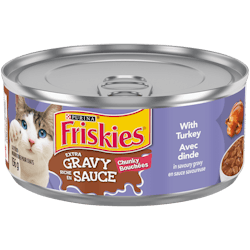 Nourriture humide pour chats Friskiesᴹᴰ Riche en sauce – Bouchées avec dinde en sauce savoureuse