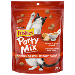 Friskies🅫 Party Mix🅫 Gravy-licious🅫 Saveurs de Poulet et de Sauce Croquant