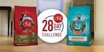 purina one 28 day challenge banner with product bags