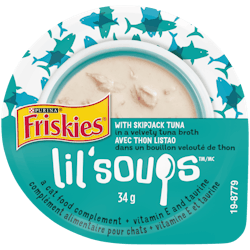 Friskies® Lil’ Soups™ with Skipjack Tuna in a Velvety Tuna Broth