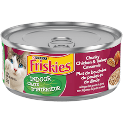 Friskies Chats d'Intérieur Plat de Bouchées de Poulet et de Dinde Avec Légumes du Jardin en Sauce Nourriture Humide pour Chats