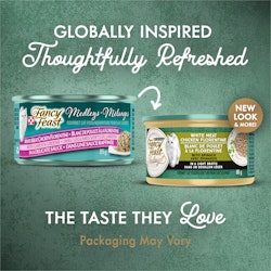 Globally inspired, thoughtfully refreshed - new look Fancy Feast Medleys cans