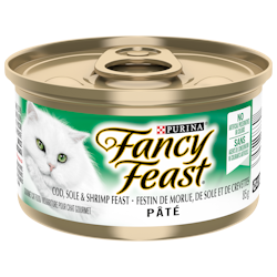 Fancy Feastᴹᴰ Pâté Festin de Morue, de Sole et de Crevettes Nourriture pour Chats Gourmet