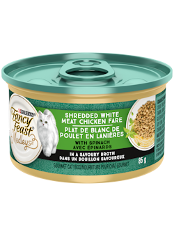 Fancy Feast® Medleys™ Shredded White Meat Chicken Fare with Spinach in a Savoury Broth