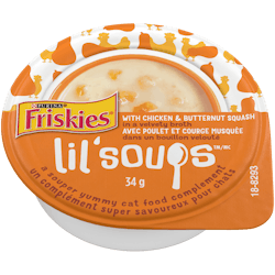 Friskies Lil’ Soups avec Poulet et Courge Musquée dans un Bouillon Velouté