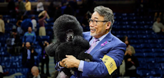 Miniature Poodle named “Sage” and her handler Kaz Hosaka 