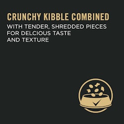 Crunchy kibble combined with tender shredded pieces