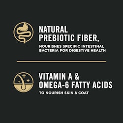 Natural prebiotic fiber, vitamin A & omega-6 fatty acids