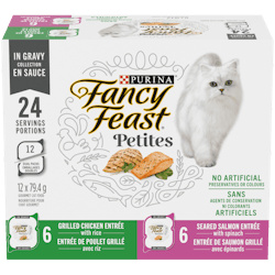 Fancy Feastᴹᴰ Petites Collection en Sauce Nourriture pour Chat Humide Variété 12 Emballages