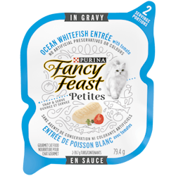 Fancy Feastᴹᴰ Petites Entrée de Poisson Blanc avec Tomates en Sauce Nourriture pour Chat Gourmet