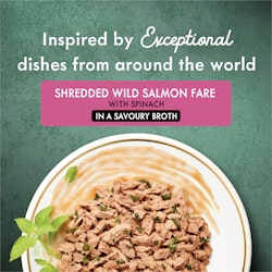 Inspired by exceptional dishes from around the world - shredded wild salmon fare with spinach in a savoury broth