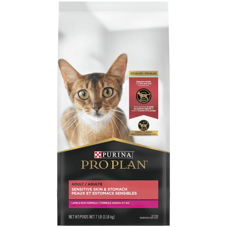 Pro Planᴹᴰ Adulte Peaux et Estomacs Sensibles Formule Agneau et Riz Nourriture Sèche pour Chats