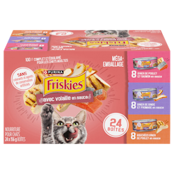 Purinaᴹᴰ Friskiesᴹᴰ Emballage Assorti avec Volialle en Sauce Nourriture pour Chats 24x156 g