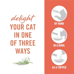 Delight your cat in one of three ways - by hand, in a bowl or as a topper