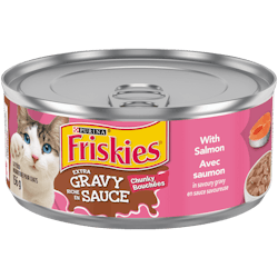 Friskiesᴹᴰ Riche en Sauce Bouchées avec Saumon en Sauce Savoureuse Nourriture Humide pour Chats