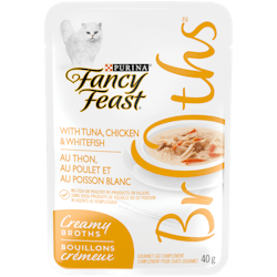 Fancy Feast® Creamy Broths with Tuna, Chicken & Whitefish Cat Food Complement