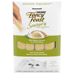 Purina🅫 Fancy Feast🅫 Savoury Purée Naturals🅪 avec Poulet Naturel dans une Sauce Demi-Glace Gâteries pour Chats 4 x 10 g