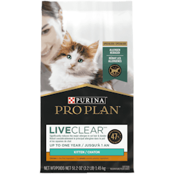 Pro Planᴹᴰ Spécialisée Réduit les Allergènes LiveClear Formule Poulet et Riz Nourriture Sèche pour Chatons