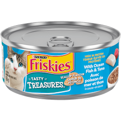 Friskiesᴹᴰ Tasty Treasuresᴹᴰ avec Poisson de Mer et Thon en Sauce Nourriture Humide pour Chats