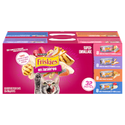 Purinaᴹᴰ Friskiesᴹᴰ Super-Emballage Assorti en Lanières Nourriture pour Chats 32 Boîtes de 156 g