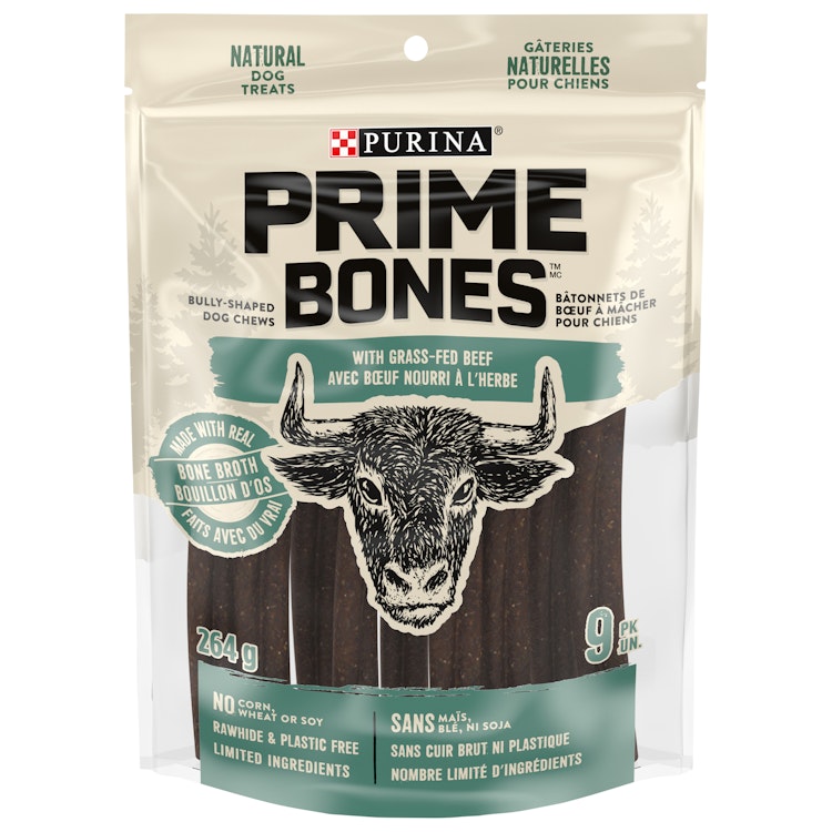 Prime Bones™ Bully-Shaped Dog Chews with Grass-Fed Beef