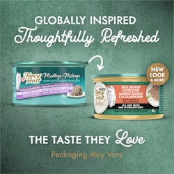 Globally inspired, thoughtfully refreshed - new look Fancy Feast Medleys cans