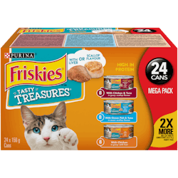 Friskiesᴹᴰ Tasty Treasuresᴹᴰ Emballage Assorti avec Foie ou Saveur de Pétoncle Nourriture pour Chats