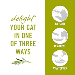 Delight your cat in one of three ways - by hand, in a bowl or as a topper