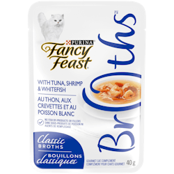 Fancy Feastᴹᴰ Bouillons Classiques au Thon, aux Crevettes et au Poisson Blanc Complément pour Chats