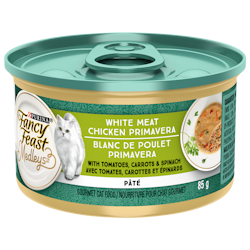 Purina® Fancy Feast Medleys™ White Meat Chicken Primavera Paté with Tomatoes, Carrots & Spinach Cat Food 85g